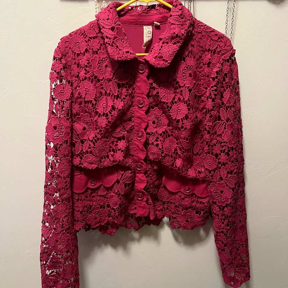 Dolan Pink Lace Lady Jacket from Anthropologie